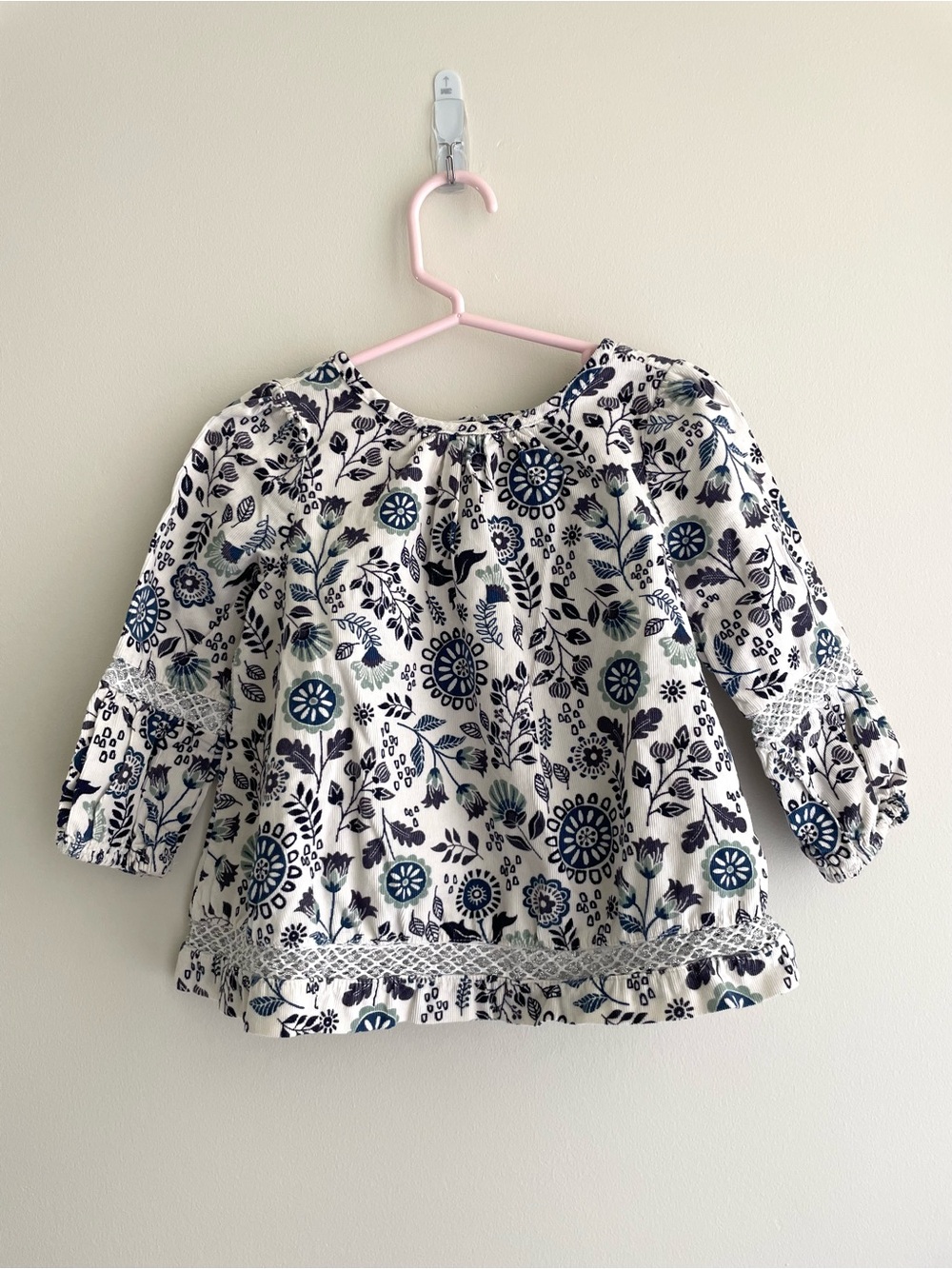 Cynthia Rowley 100% Cotton Corduroy Floral Print Cottagecore Peasant Top
